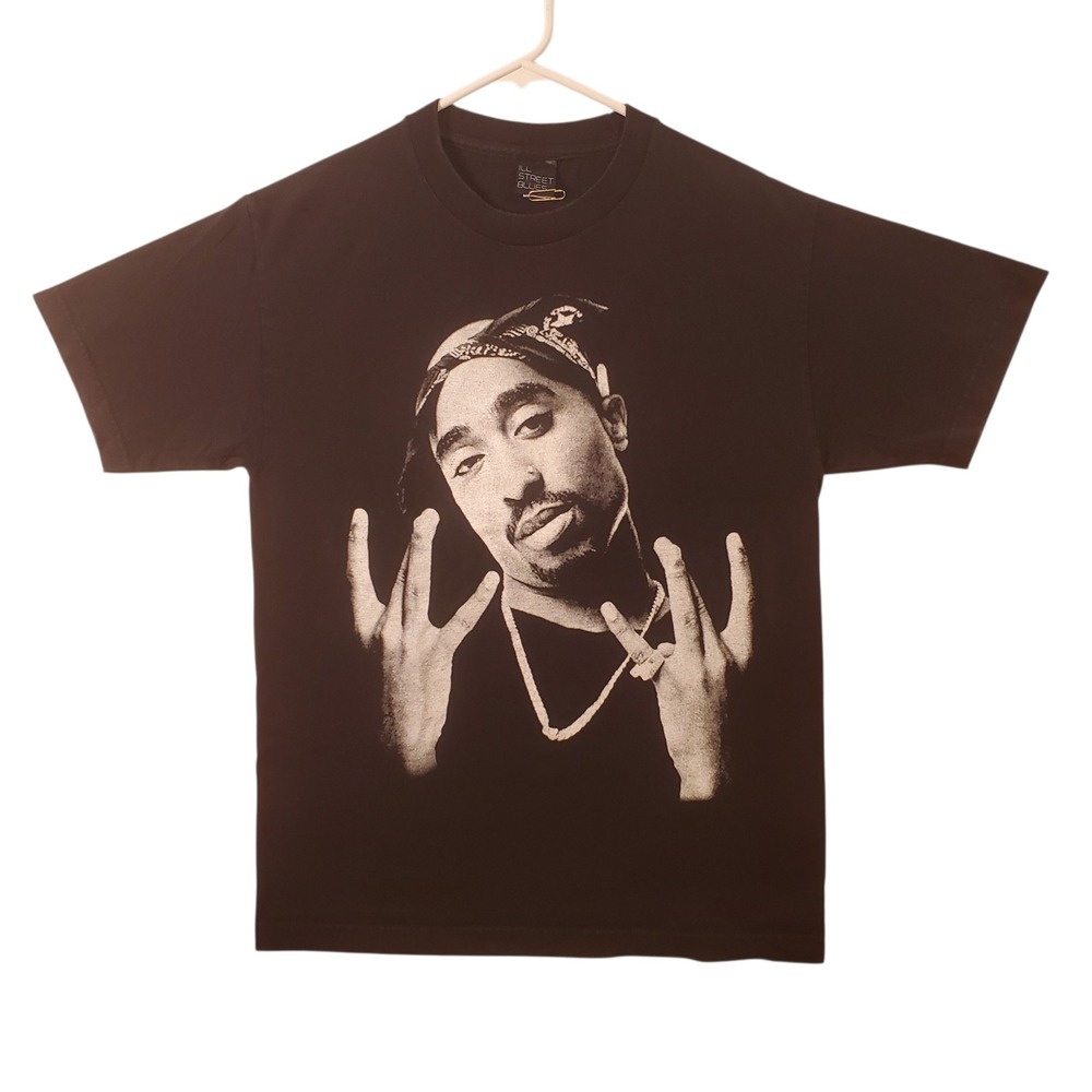 Tupac Shakur 2Pac Graphic T-Shirt Mens M Black USA Made Rap Tee Ill Street Blues